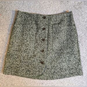 Madewell Herringbone Wool Button-front Mini Skirt Size 2 Green NWT